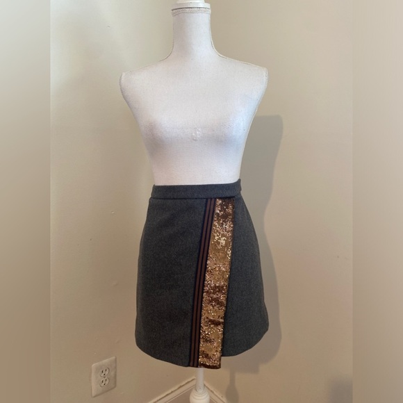 J. Crew wool Blend Origami Skirt Mini Sequins Women's Size 6 - Picture 3 of 7